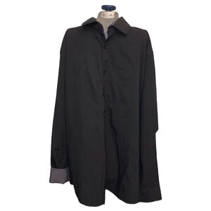 Men's TOM BAINE Black Slim Fit Dress Shirt Neck 17.5